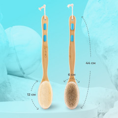 Щетка для сухого массажа двусторонняя с ручкой - Фото 3