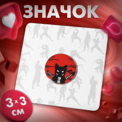 Значок «Япония. Кот с нунчаками» - Фото 2