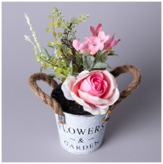 Цветочная композиция в ведёрке - Фото 1