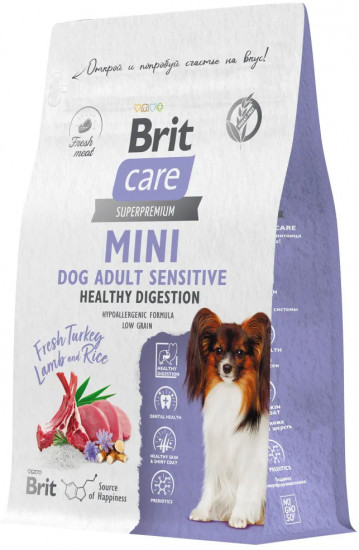 Корм сухой для взрослых cобак мини пород с индейкой и ягненком «Mini Adult Sensitive. Healthy Digestion»