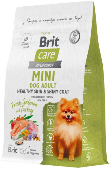 Корм сухой для взрослых cобак мини пород с лососем и индейкой «Mini Adult. Healthy Skin & Shiny Coat»