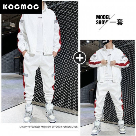 Комплект мужской из куртки и спортивных штанов со светоотражающими полосками