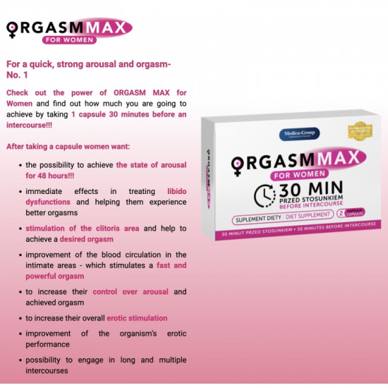 Препарат для возбуждения и усиления ощущений «Orgasm Max for Women Capsules»
