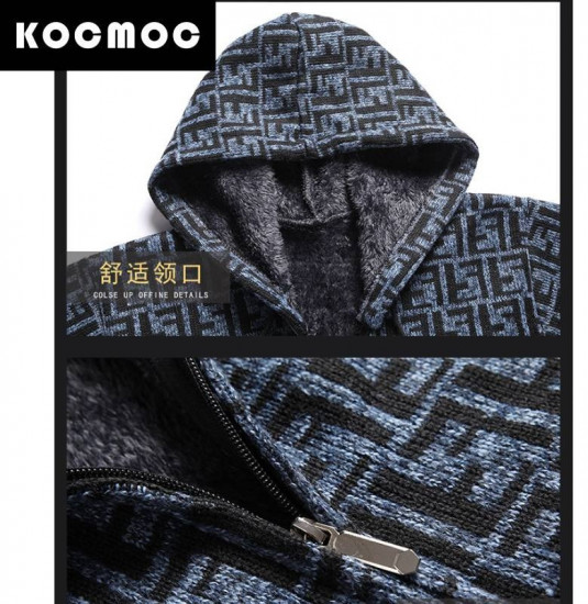 Кардиган с капюшоном и утолщенным флисом