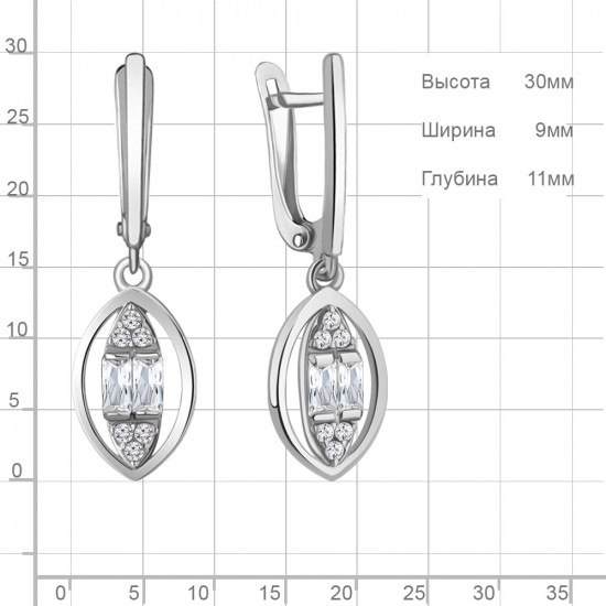 Серьги из серебра с фианитами