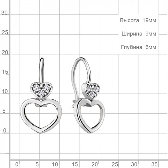 Серьги из серебра с фианитами