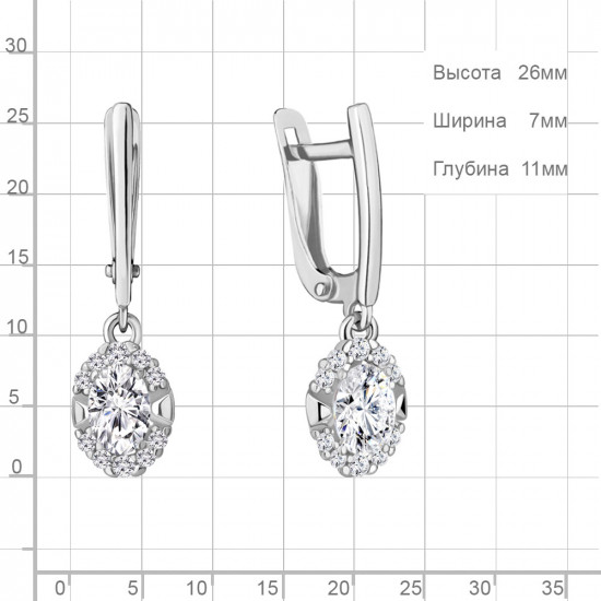 Серьги из серебра с фианитами