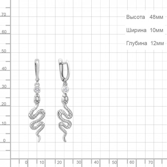 Серьги из серебра с фианитами