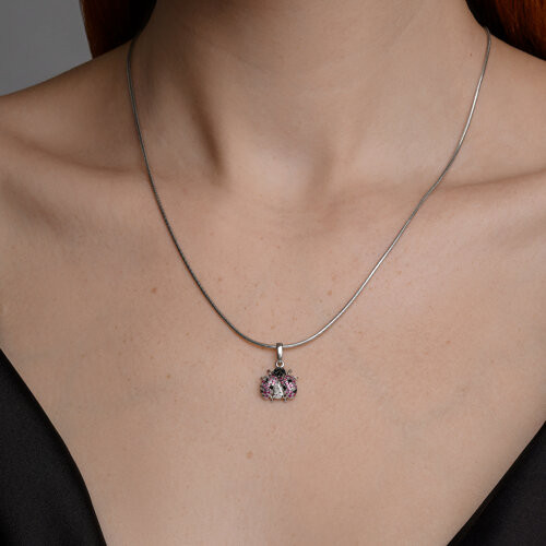 Подвеска из серебра с корундами и фианитами