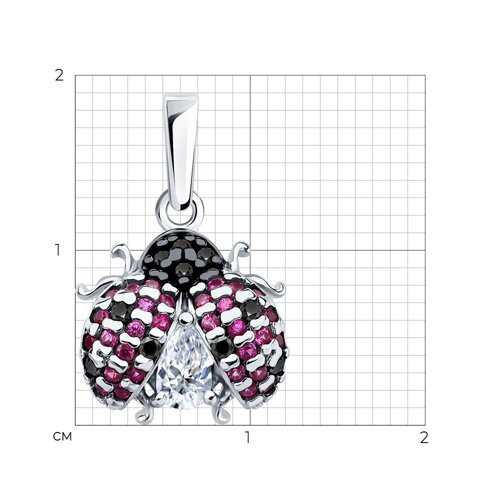 Подвеска из серебра с корундами и фианитами