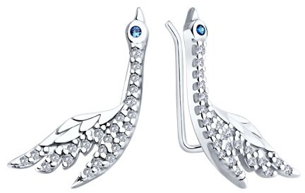 Серьги из серебра с фианитами