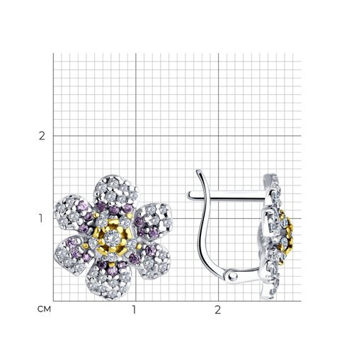 Серьги из серебра с фианитами