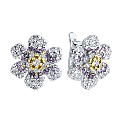 Серьги из серебра с фианитами