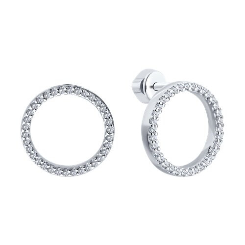 Серьги из серебра с фианитами