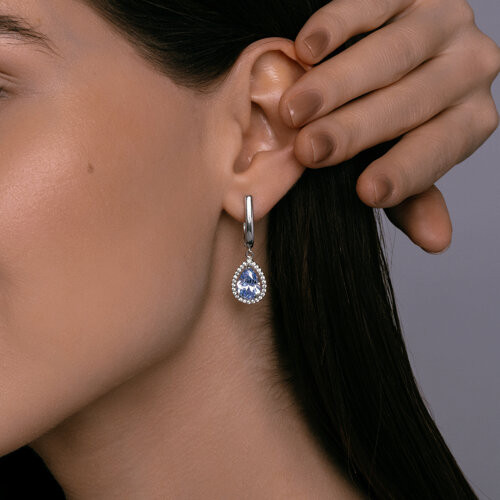 Серьги из серебра с фианитами
