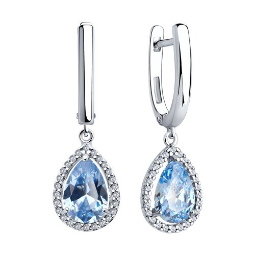 Серьги из серебра с фианитами