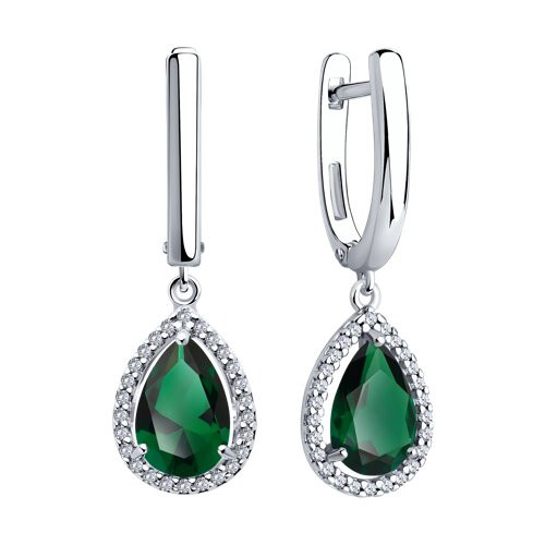 Серьги из серебра с фианитами