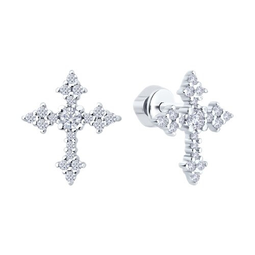 Серьги из серебра с фианитами