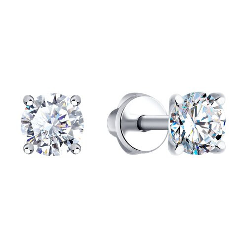 Серьги из серебра с фианитами