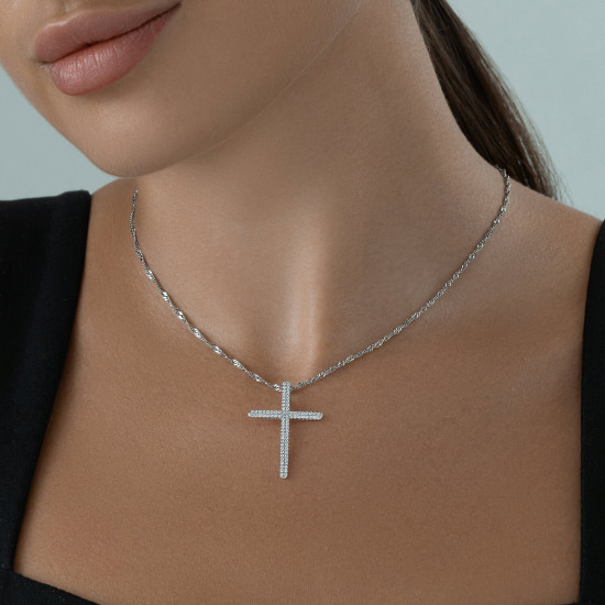 Крест из серебра с фианитами