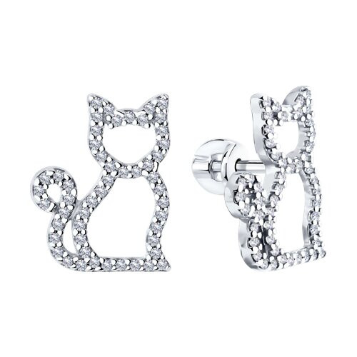 Серьги из серебра с фианитами