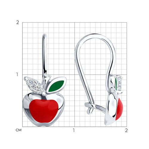 Серьги из серебра с фианитами и эмалью