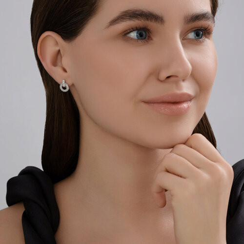 Серьги из серебра с фианитами