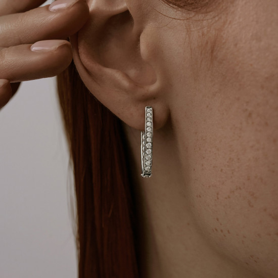 Серьги из серебра с фианитами