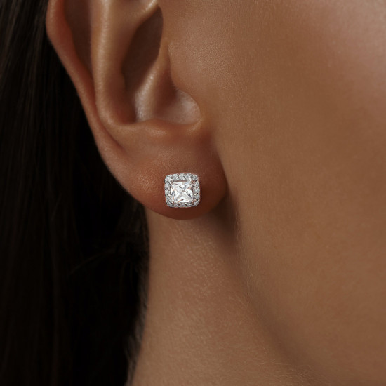Серьги из серебра с фианитами