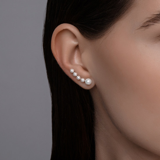 Серьги из серебра с синтетическим жемчугом