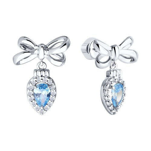 Серьги из серебра с фианитами