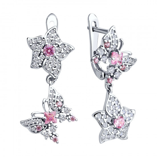 Серьги из серебра с фианитами