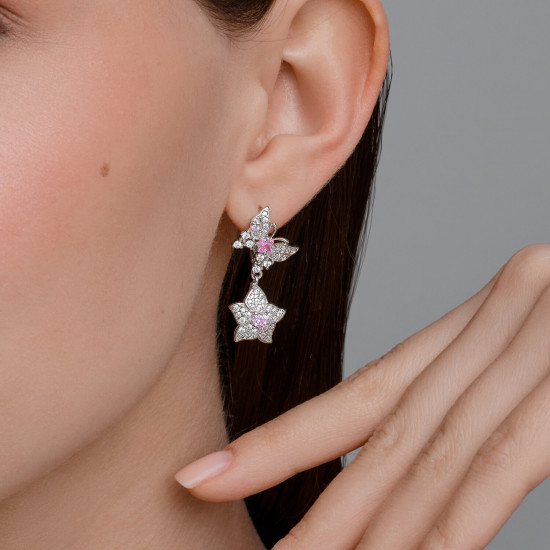 Серьги из серебра с фианитами