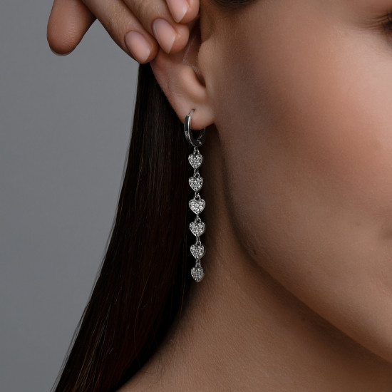 Серьги из серебра с фианитами