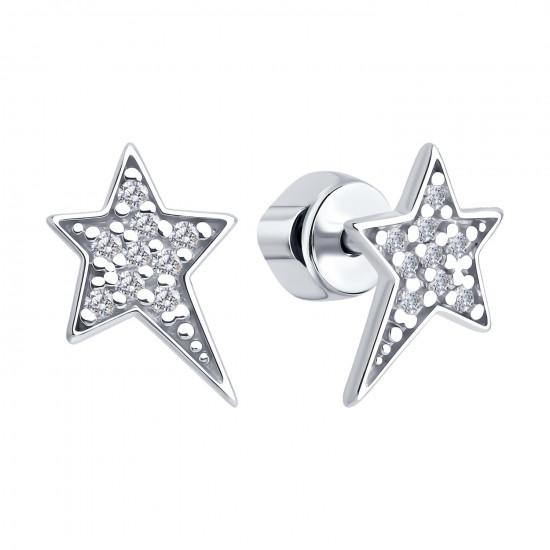 Серьги из серебра с фианитами