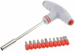 Отвертка с Т-образной эргономичной ручкой и набором бит - Фото 1