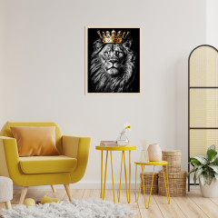 Картина по номерам с поталью «Черный холст. Царь зверей» - Фото 1