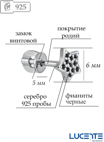 Серьги из серебра с фианитами