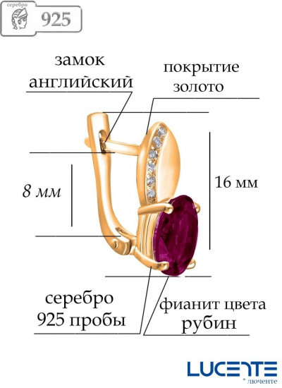 Серьги из серебра с фианитами