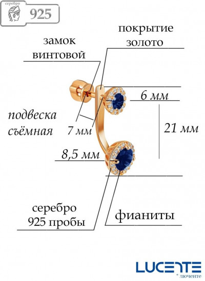 Серьги из серебра с фианитами
