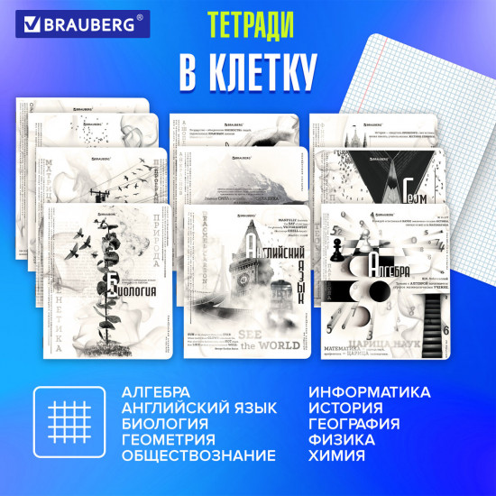 Набор тетрадей предметных «Black & White»