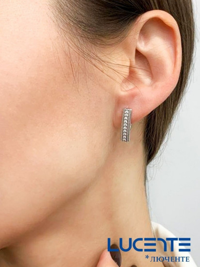 Серьги из серебра с фианитами