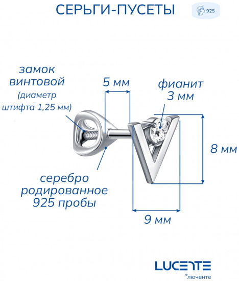 Серьги из серебра с фианитами