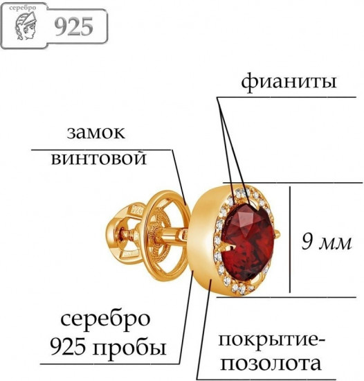 Серьги из серебра с фианитами
