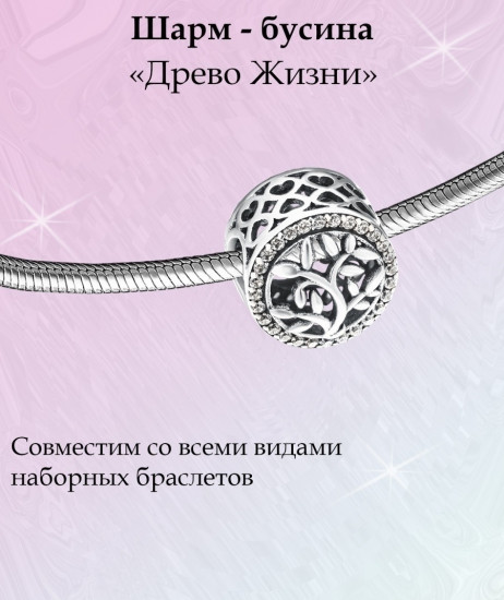 Шарм из серебра с фианитами