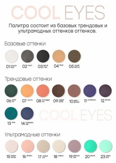 Тени для век «Cool Eyes», оттенок 02 Графит