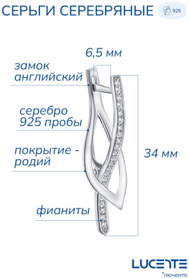 Серьги из серебра с фианитами