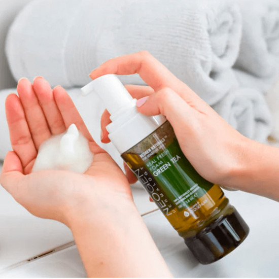 Пенка витаминная для умывания с зелёным чаем «Dermalogy Real Fresh Foam Cleanser Green Tea»