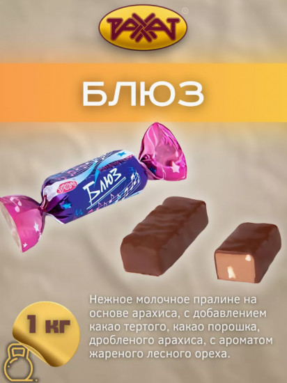 Конфеты с молочным пралине в шоколадной глазури «Блюз»