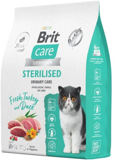 Корм сухой для кошек с индейкой и уткой «Care Cat Sterilised Urinary Care»